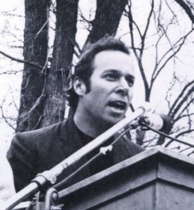 Art Stein speaking at URI during the student strike of 1970.