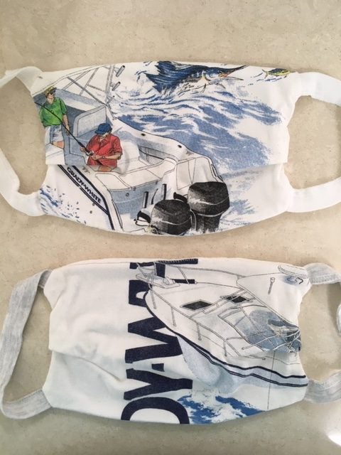 Masks with a boat-themed fabric