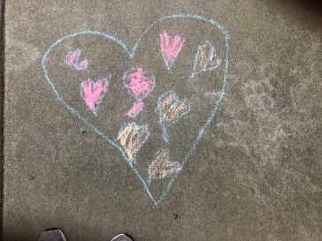 A chalk drawing of a heart