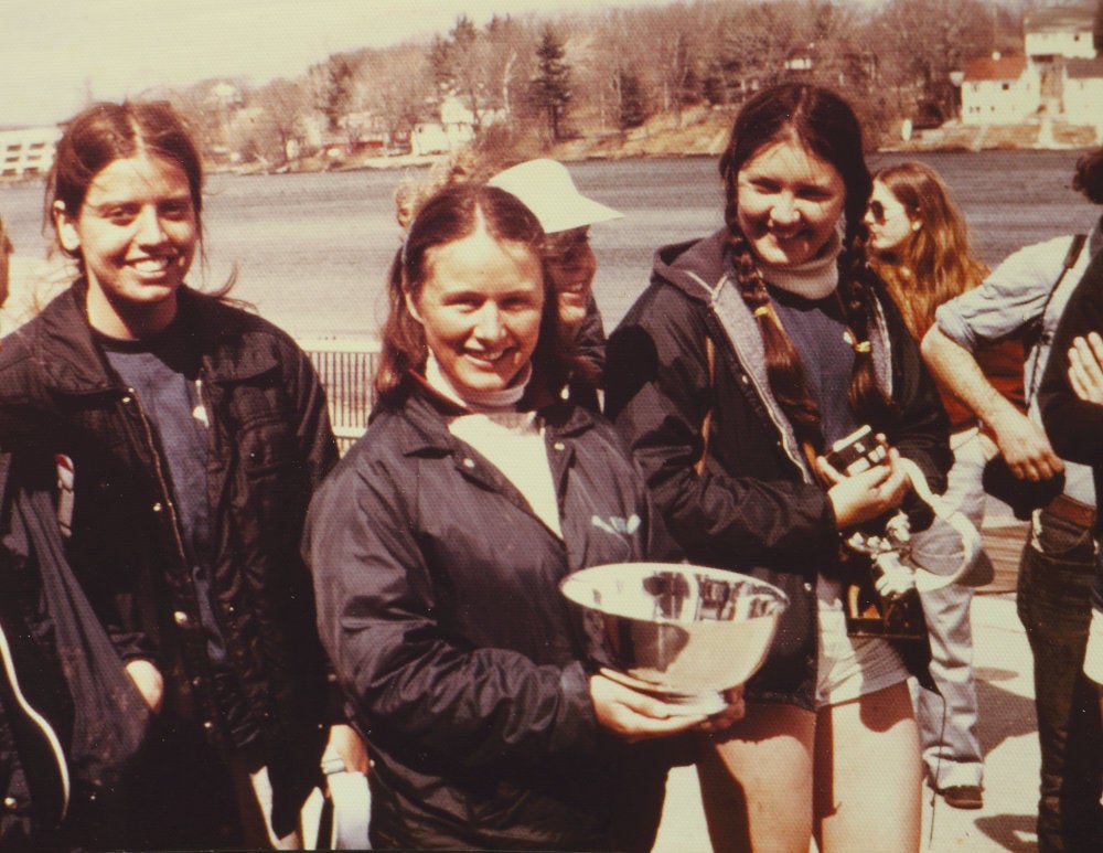 URI rowers in the 70's holding silver award cup