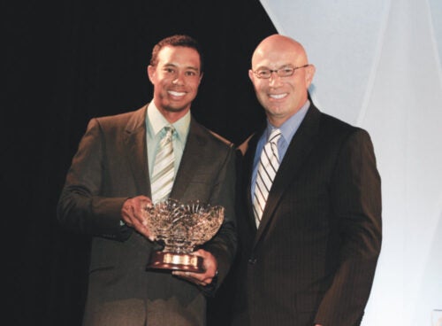 Rosaforte presented the Male Player of the Year award to Tiger Woods at the Golf Writer's Association of America awards dinner in Savannah, Ga., in 2007.