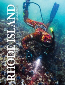 University of Rhode Island Magazine Cover featuring a diver underwater, by Jason Jaacks