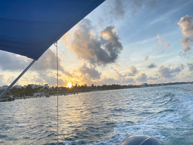 Sunset from aboard a boat, Isla Mujeres, Mexico