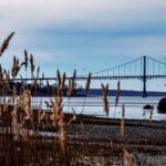 The Mount Hope Bridge seen from Portsmouth, RI