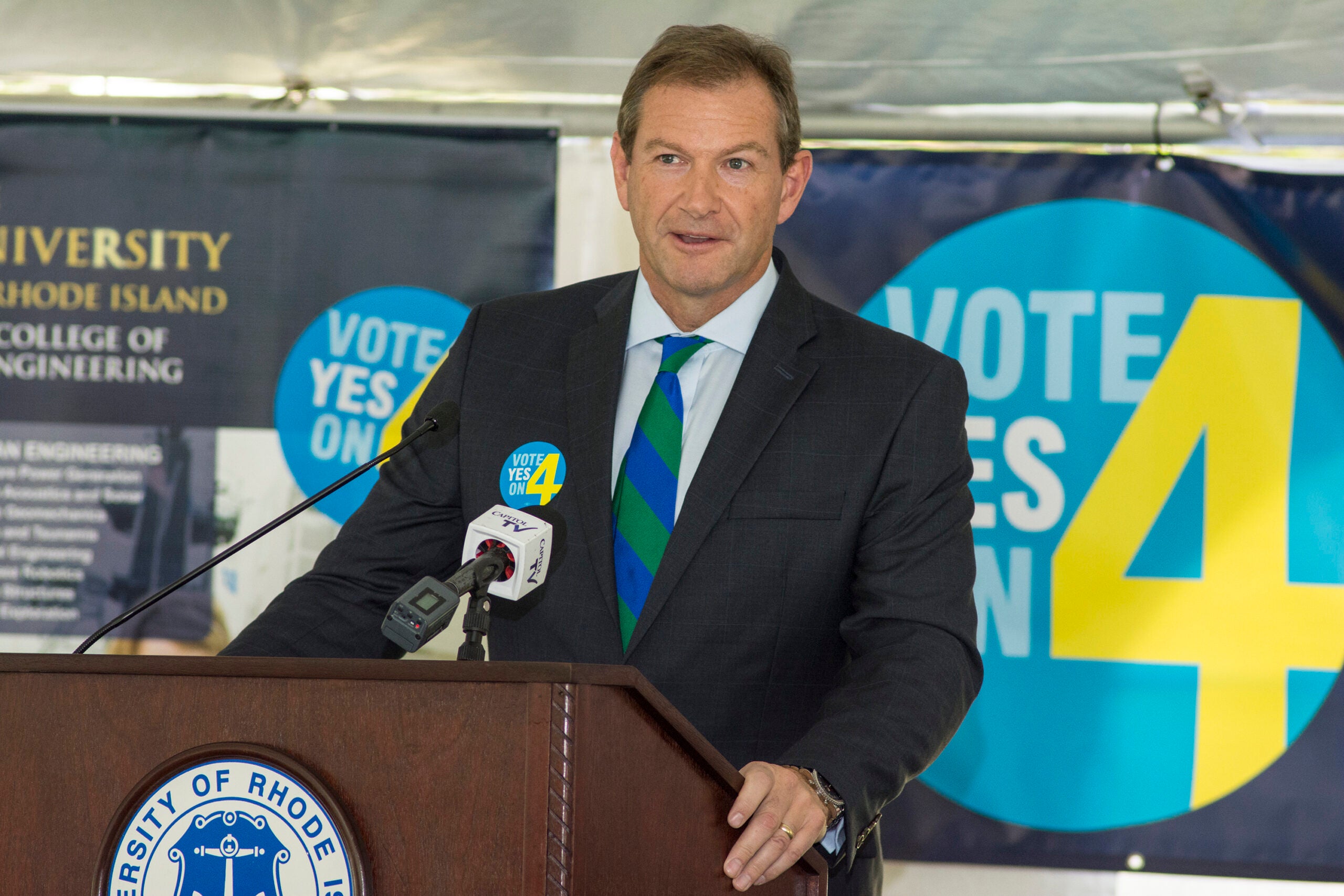 Angus Taylor, president of Hexagon Manufacturing Intelligence, North America, endorses the "Vote Yes on 4" campaign. Photo by Nora Lewis