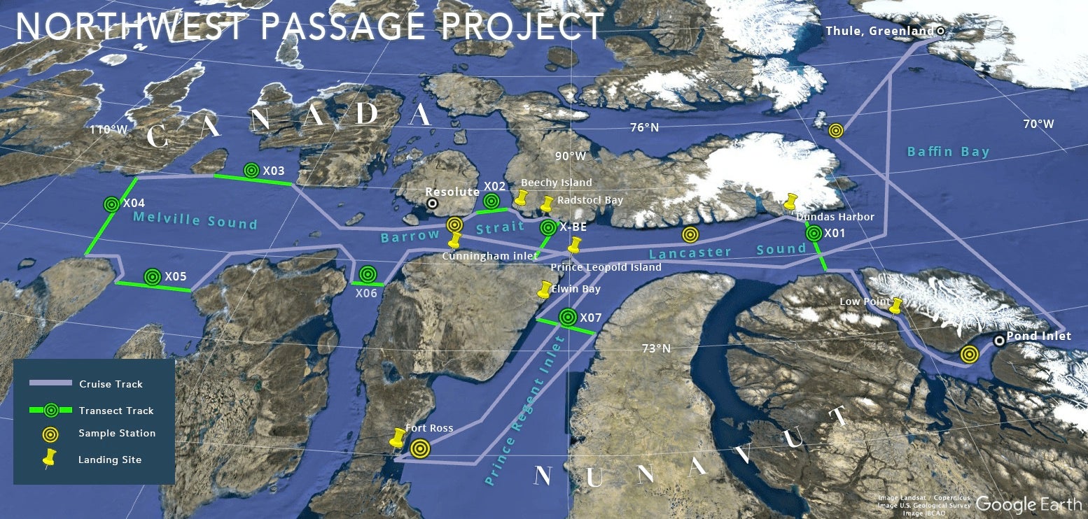 Northwest Passage Project -- Route of the Icebreaker Oden (Credit: Northwest Passage Project)