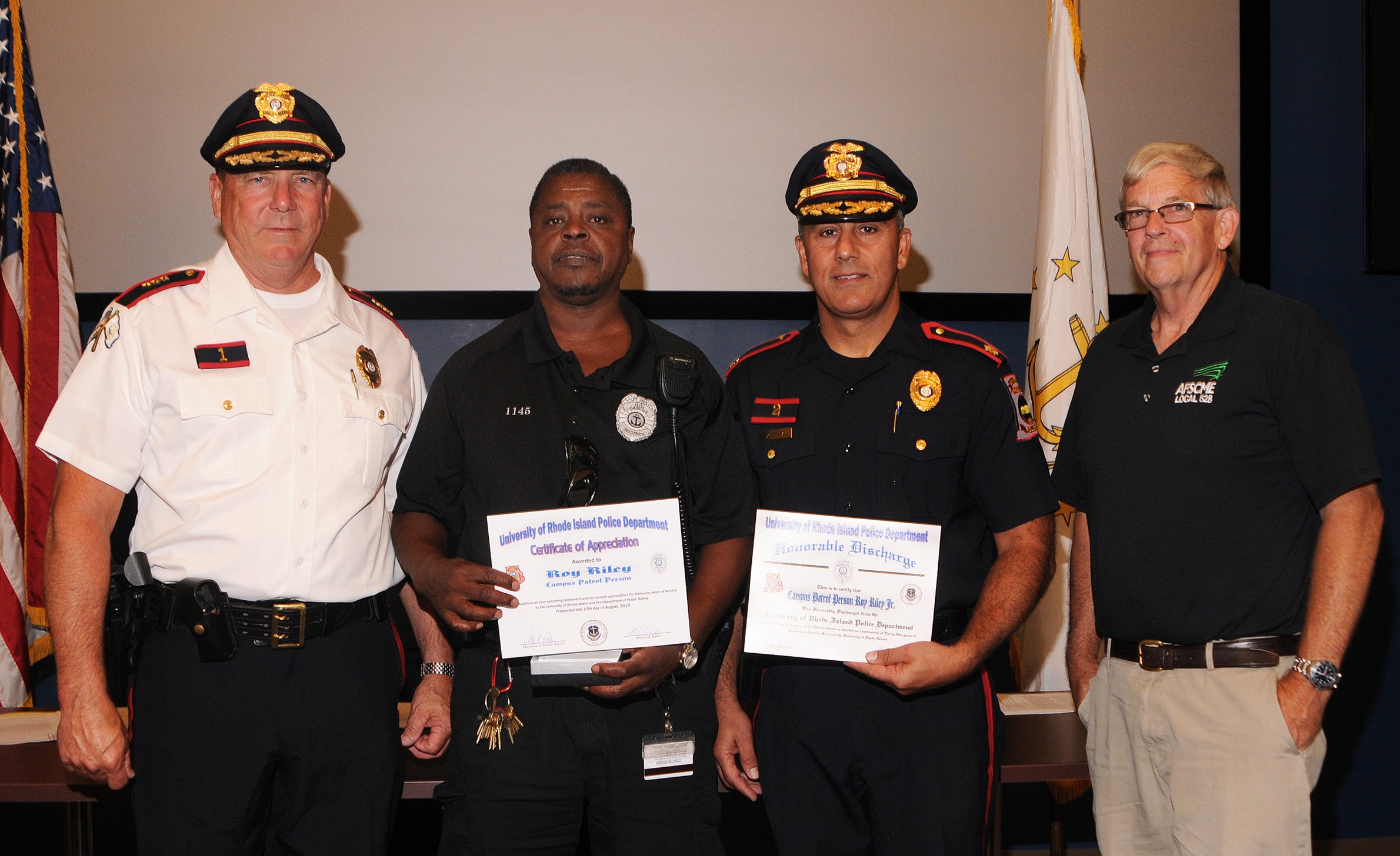 2019 Certificate of Appreciation recipient Campus Patrol Person Roy Riley, Jr
