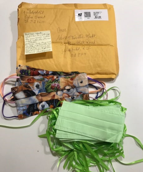 A donation of masks from URI junior Angelina Aguiar