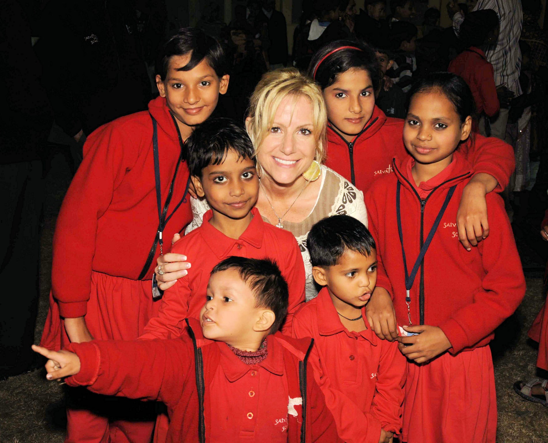 Laurie Sharma with students