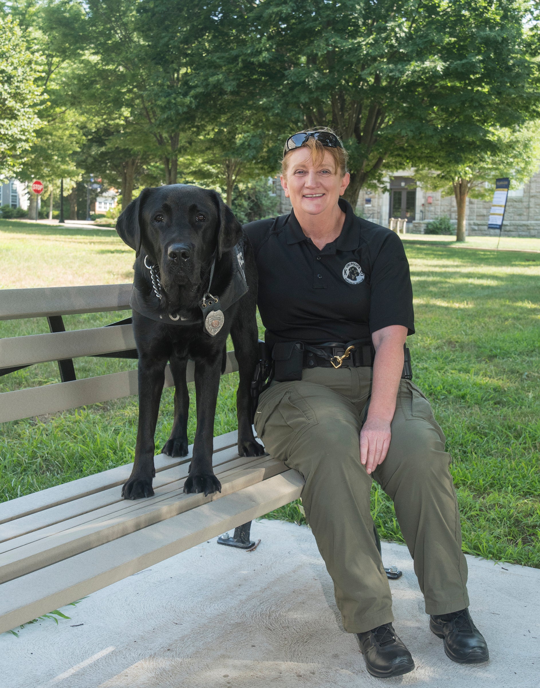 Figaro with URI Police Sgt. Erica Vieira