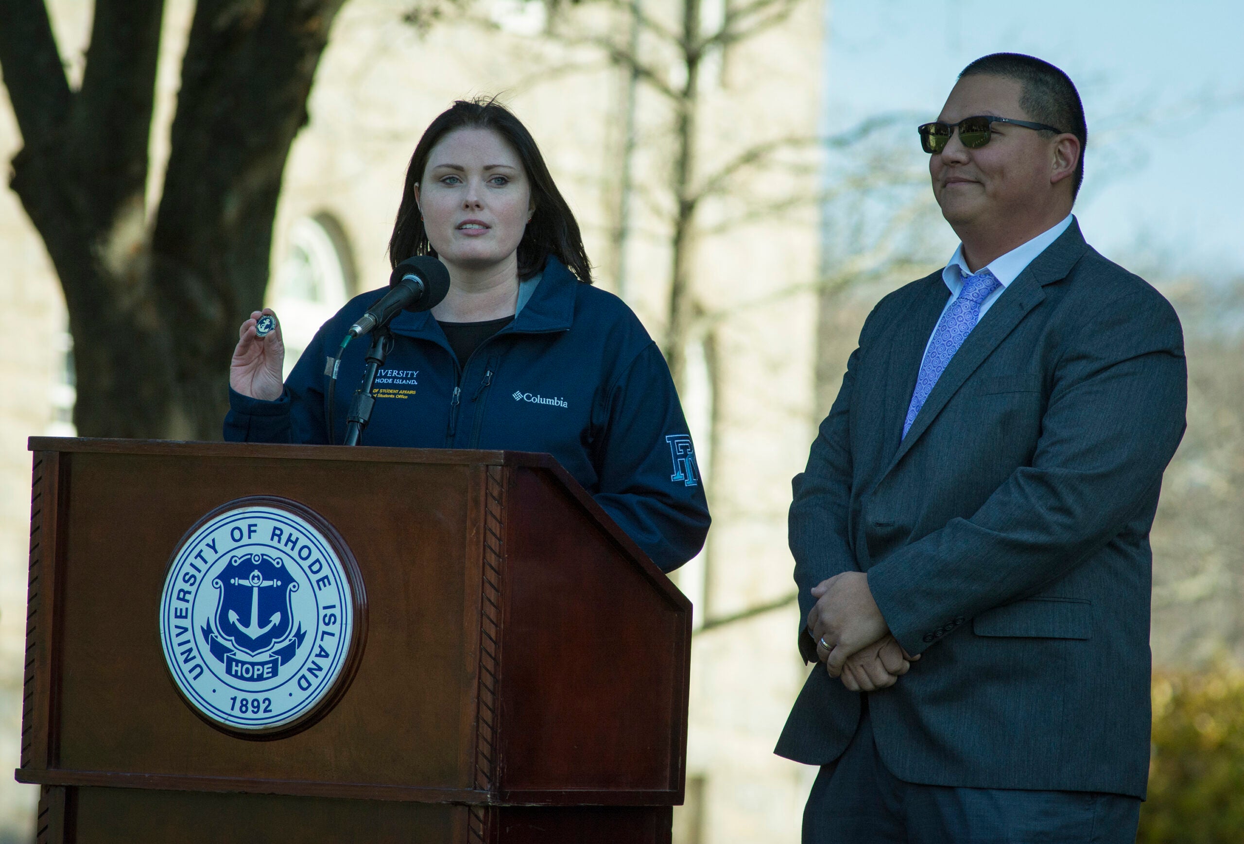 Rachael Garcia, URI assistant director of Veteran Affairs and Military Programs, and Marland Chang