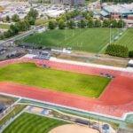 overhead shot of state-of-the-art outdoor track and field facility