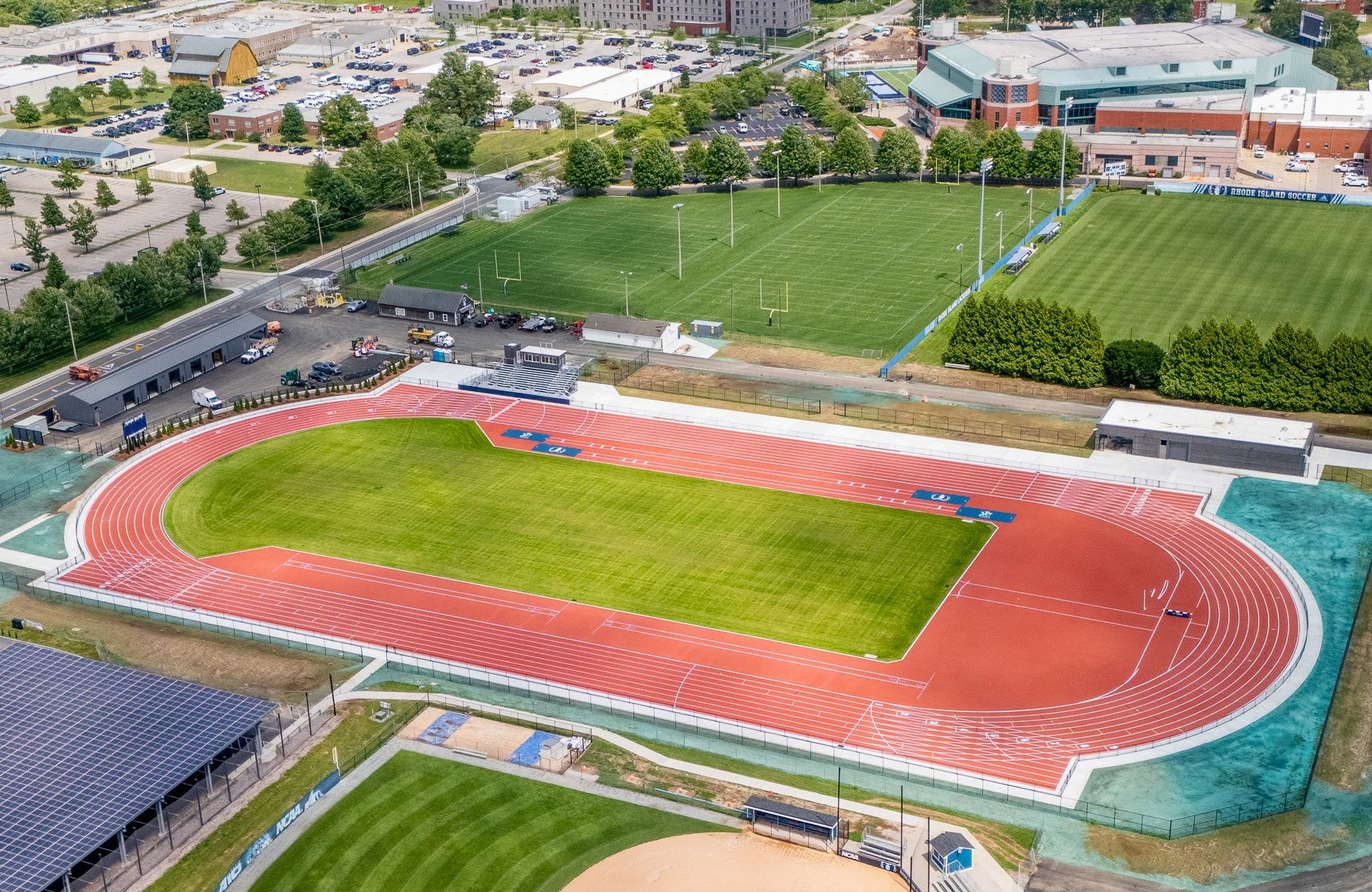 overhead shot of state-of-the-art outdoor track and field facility