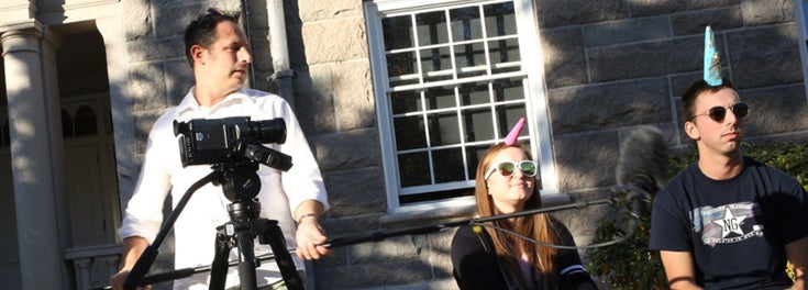 Students shooting a film