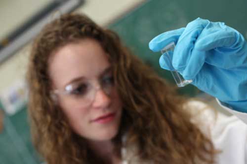 student in a lab