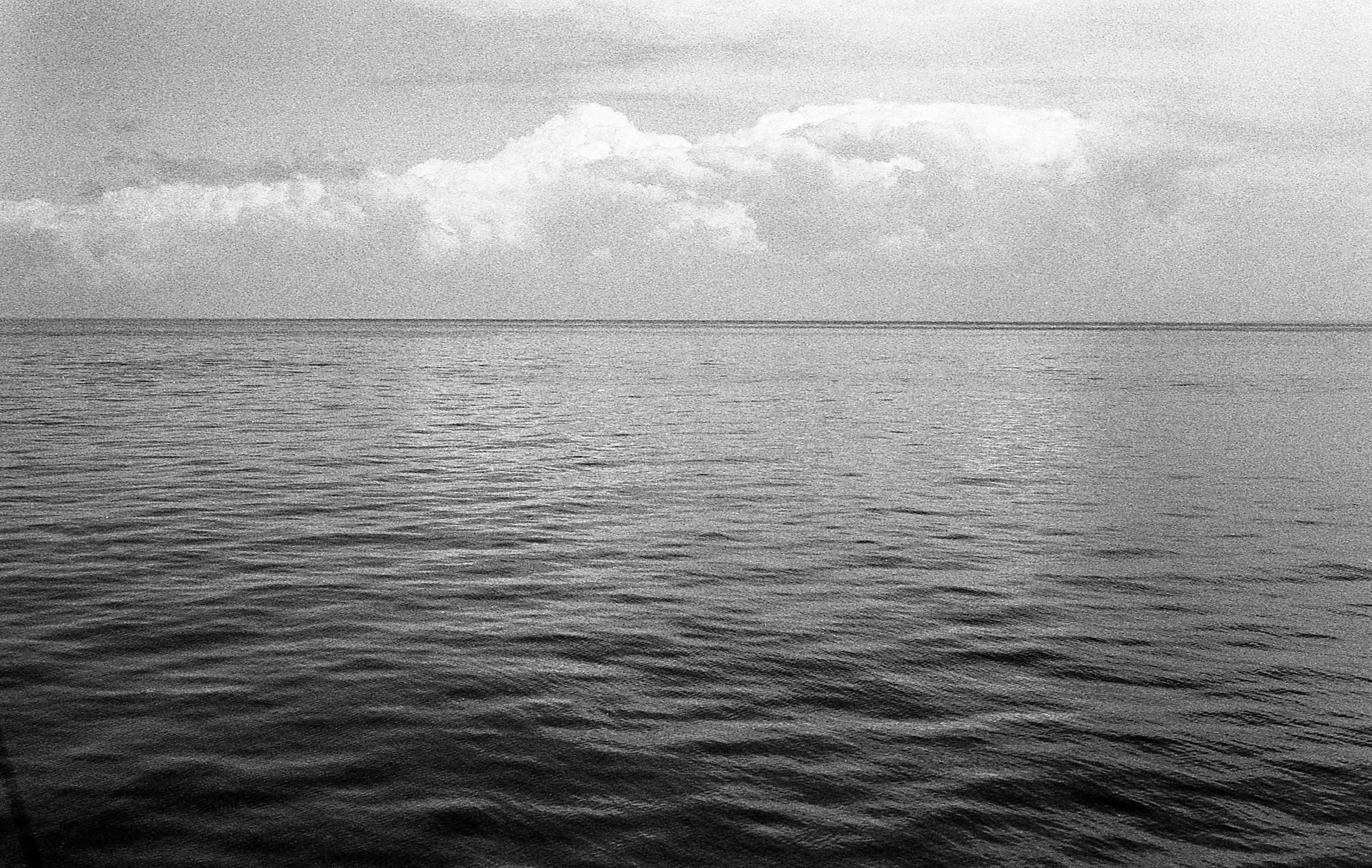 Looking out over the ocean with clouds on the horizon