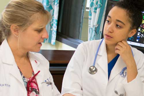 Nurse supervisor and student in consultation