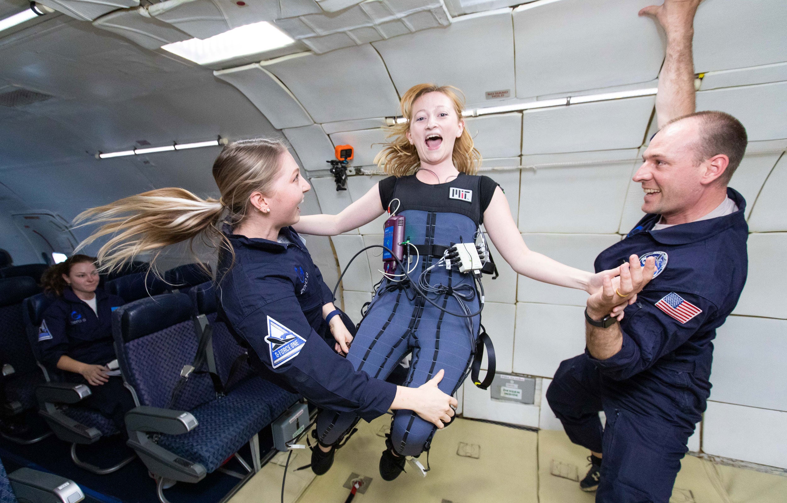 Rachel Bellisle experiencing zero gravity