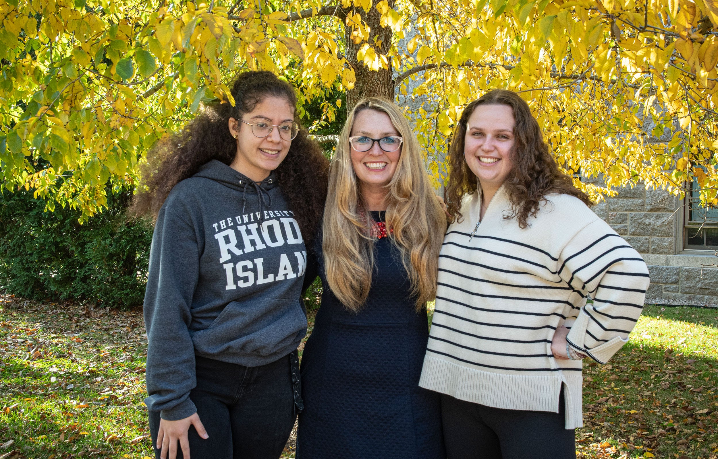 URI 101 mentors Raquel Lopes and Gillian Stone with Kim Stack, director of URI's Center for Career and Experiential Learning