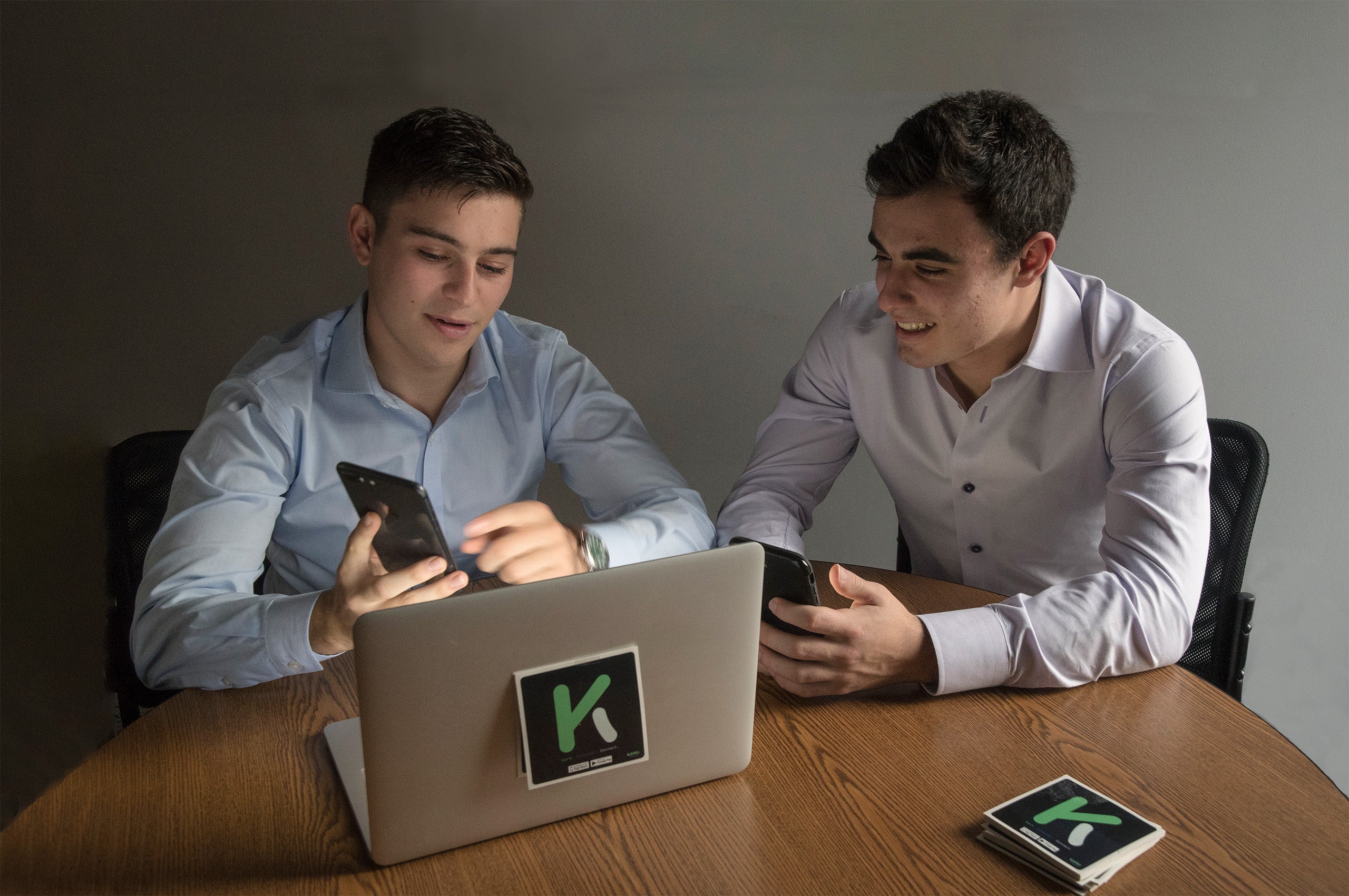 Ben Grossman and Andrew Bikash with the KANU app they developed