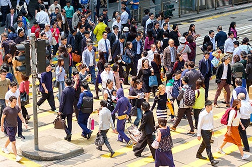 Crowded crosswalk in China