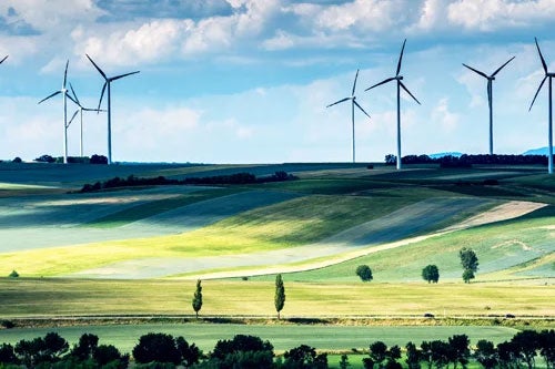 landscape with wind turbines