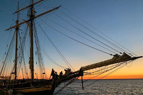 Tall Ship America in the sunset