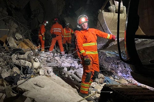 UK International Search and Rescue team at Turkey earthquake sites