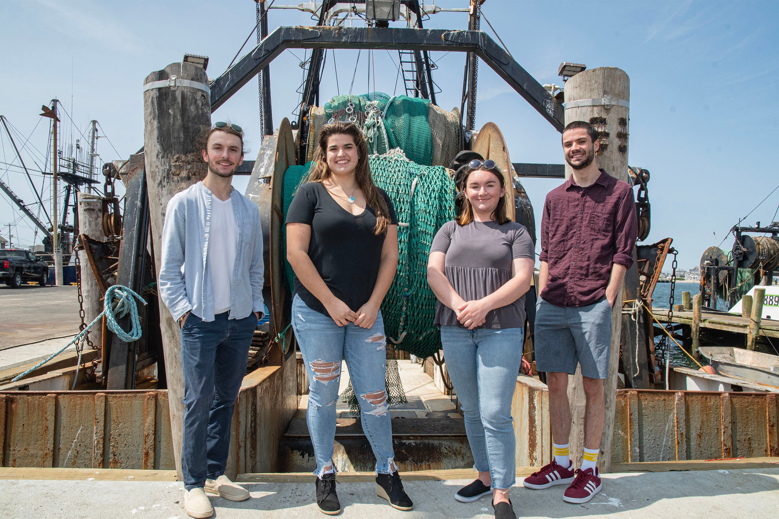 Students from URI GSO Hacking for Oceans course on fishing pier