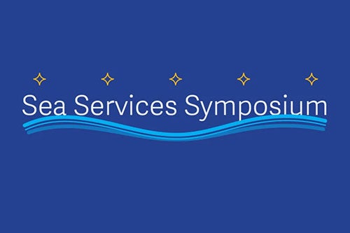 Sea Services Symposium on blue backgroun
