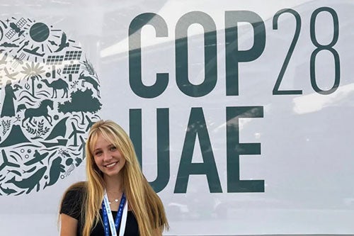 URI student Kiersten Sundell at climate conference in Dubai