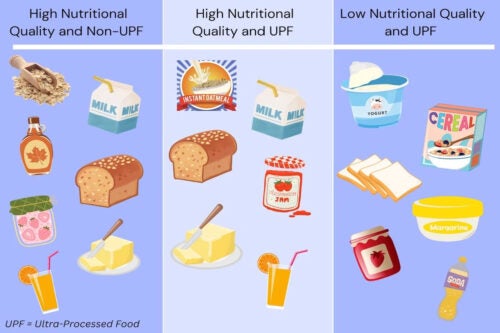 Nutrition chart highlighting processed foods
