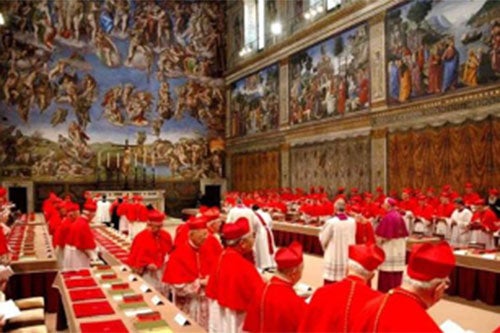 Papal Conclave in Sistine Chapel