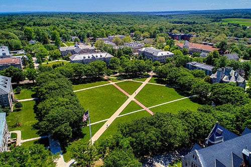 drone shot of the URI Quad