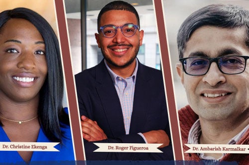 Metcalf Lecture Series speakers Christine Ekenga, Roger Figueroa, Ambarish Karmalkar