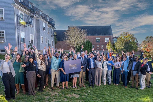 Kent and Diane Fannon, staff, and students celebrate the new Fannon Institute for Student Success