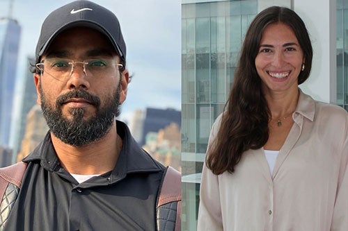 Transportation research award recipients Rakesh Paswan and Emma Pensky