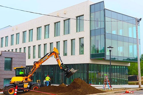 Final construction work at URI Fine Arts Center
