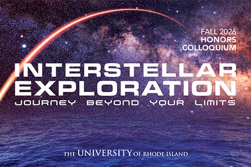 Night stars and light over the water advertising Interstellar Exploration Honors Colloquium