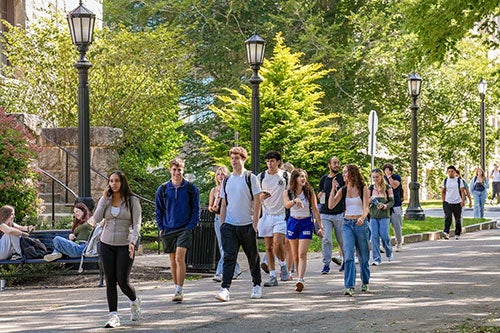Students walking on campus